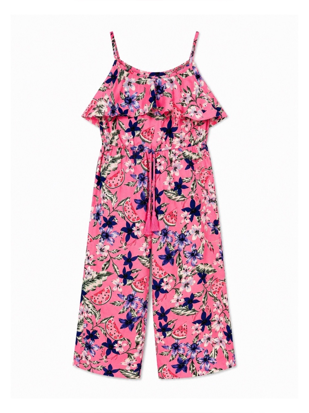 Japna Kids Pink Multicolor Tropical Floral Jumpsuit Girls Size 10